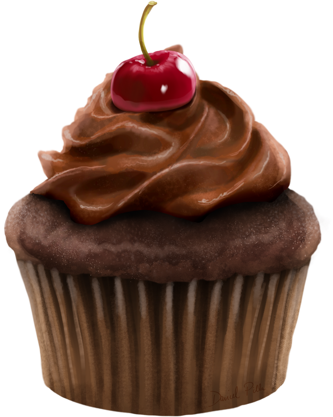 Chocolate Cherry Cupcake - Cupcake With Transparent Background (1600x1600), Png Download