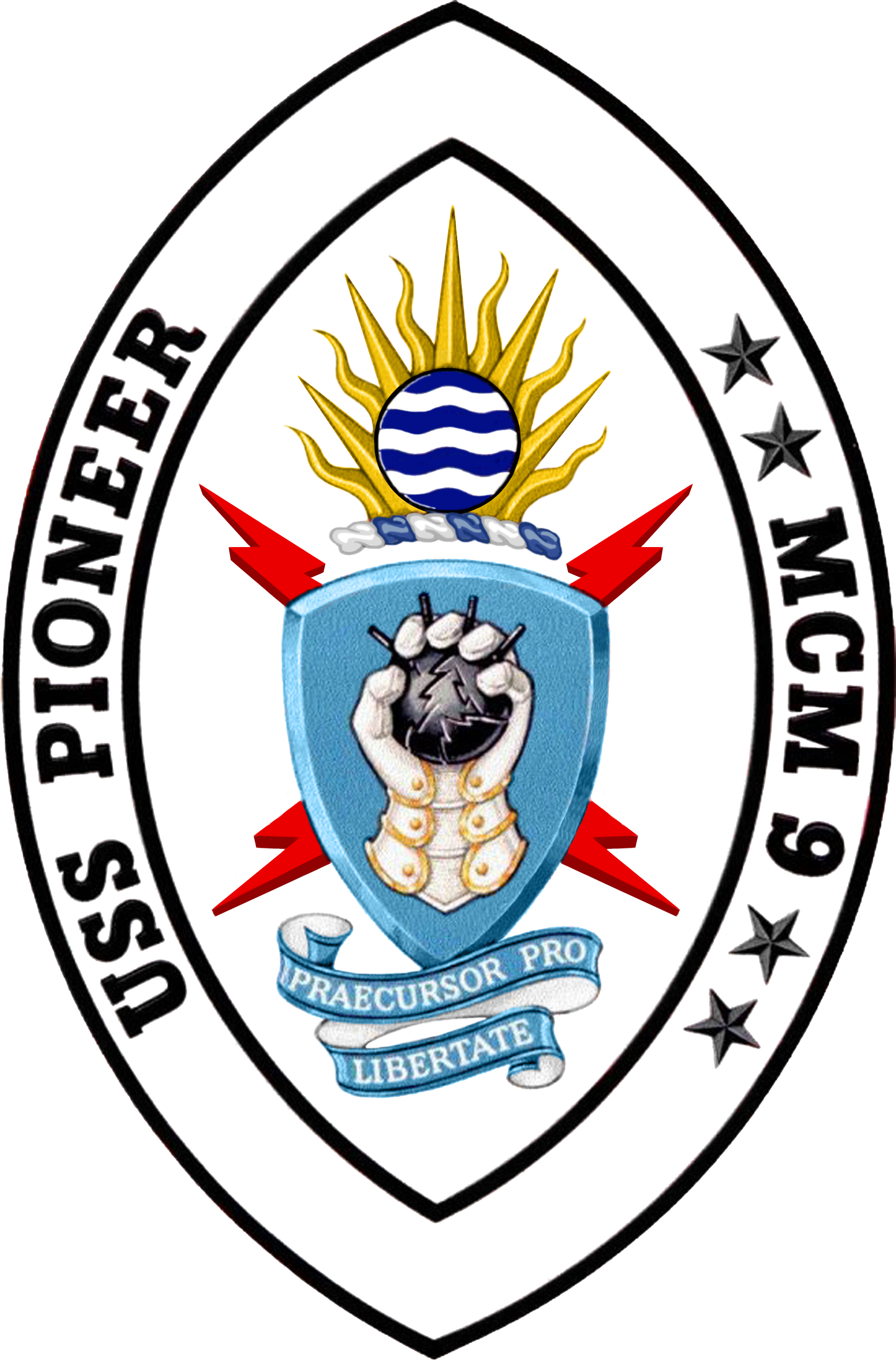 Uss Pioneer Mcm-9 Crest (1868x2834), Png Download