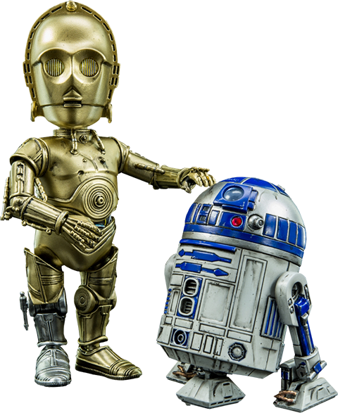 Star Wars C 3 Po And R2 D2 Collectible Figure Herocross - Star Wars: Hybrid Metal Figuration Figure: C-3po & (480x587), Png Download
