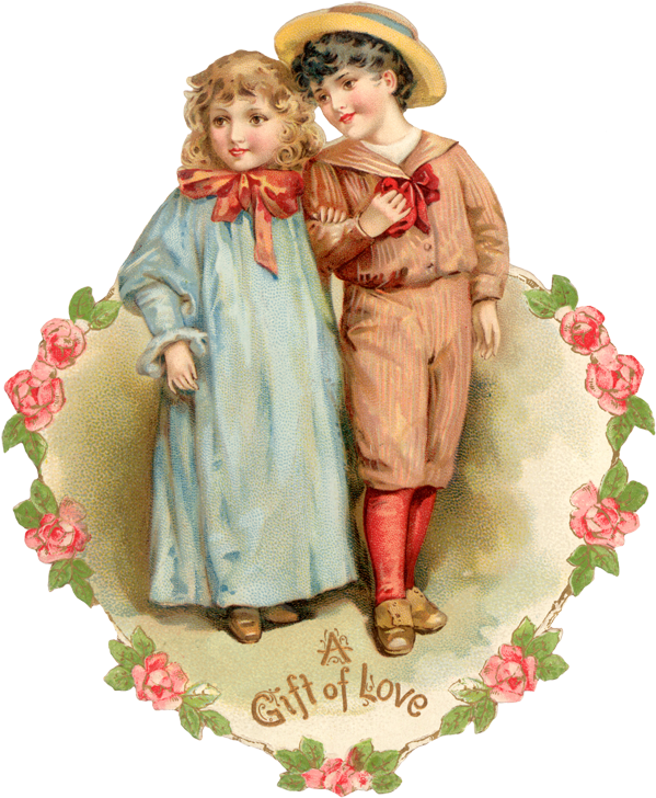 Vintage Valentine's Cards - Art (622x750), Png Download