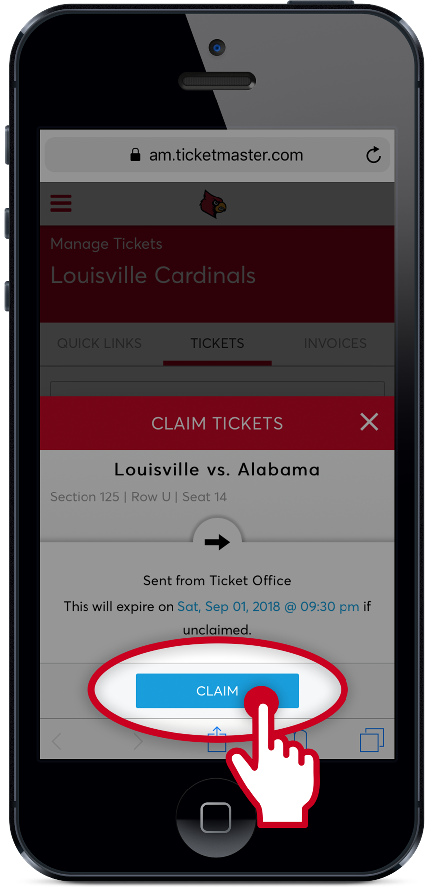 Retrieve The Ticket Transferred To You By Selecting - Iphone (1102x2000), Png Download