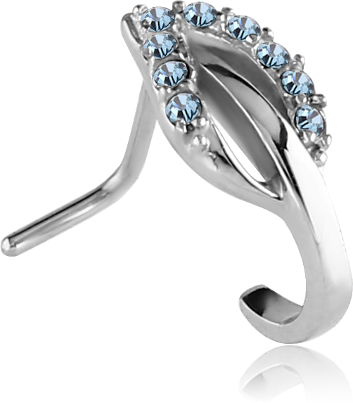 Clasic Cz Leaf Nose Stud - 316l Surgical Steel Nose Hugger Stud Ring Leaf - Choose (502x573), Png Download