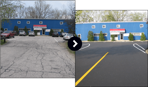 A Comparison Of A Driveway Before Paving And After - Asphalt Sealcoating Before And After (630x378), Png Download