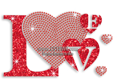 Love Letter With Red Heart Iron On Glitter Rhinestone - Encapsulated Postscript (450x450), Png Download