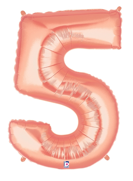Rose Gold Number 5 Megaloon Balloon Numbers - Rose Gold Number 5 Mylar Balloon (600x600), Png Download