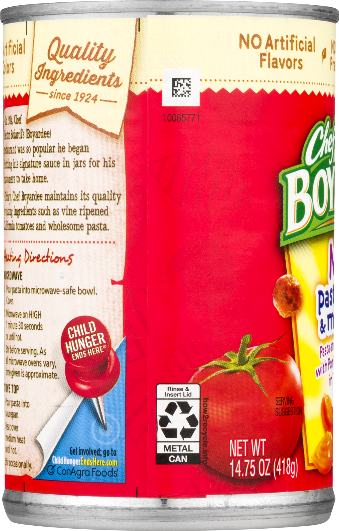 Chef Boyardee Mini-bites Pasta Shells & Meatballs, - Chef Boyardee Chicken Alfredo - 15 Oz Can (1800x1800), Png Download