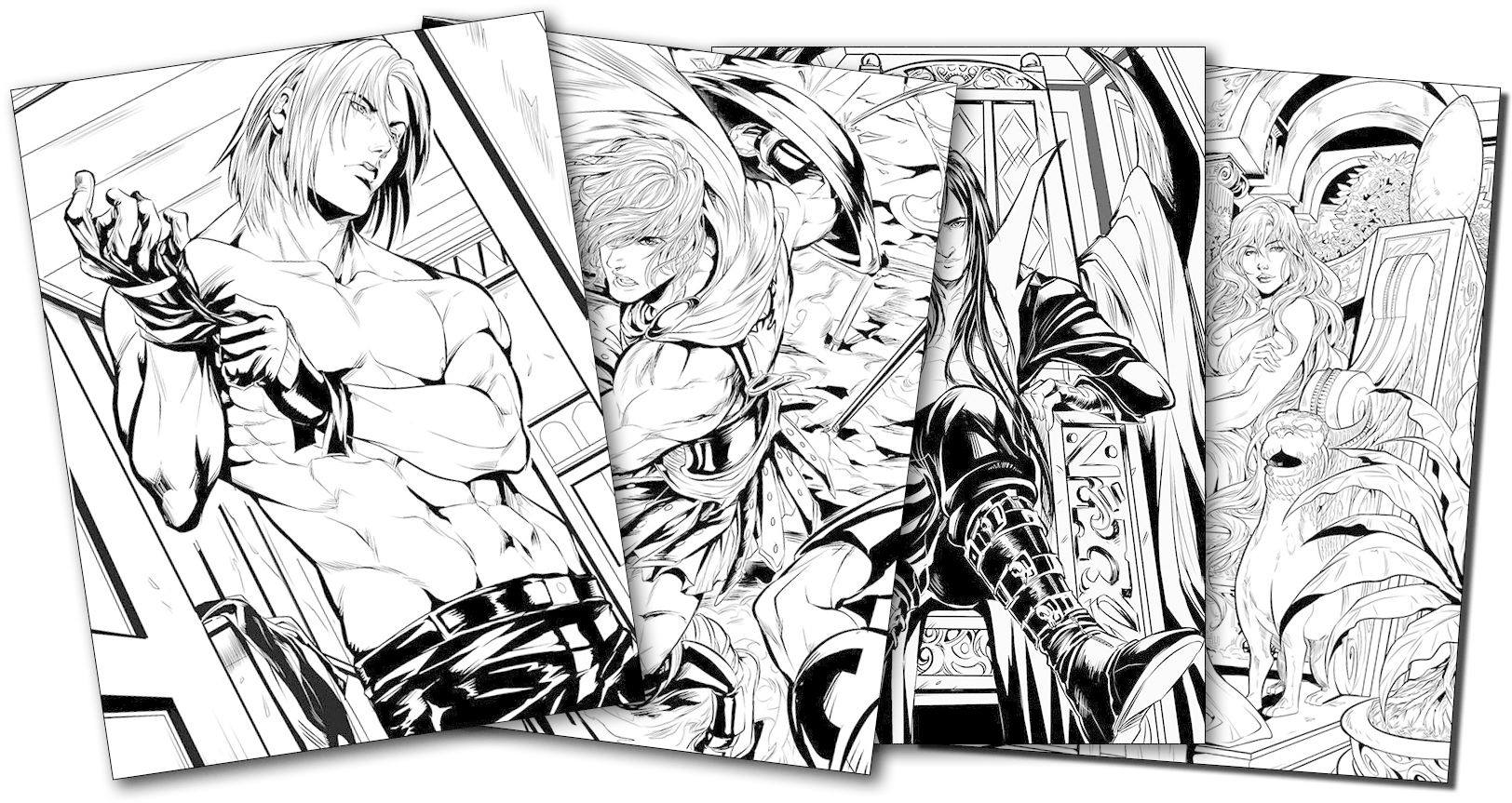 Dark-hunter Digital Coloring Poster Bundle (1800x900), Png Download