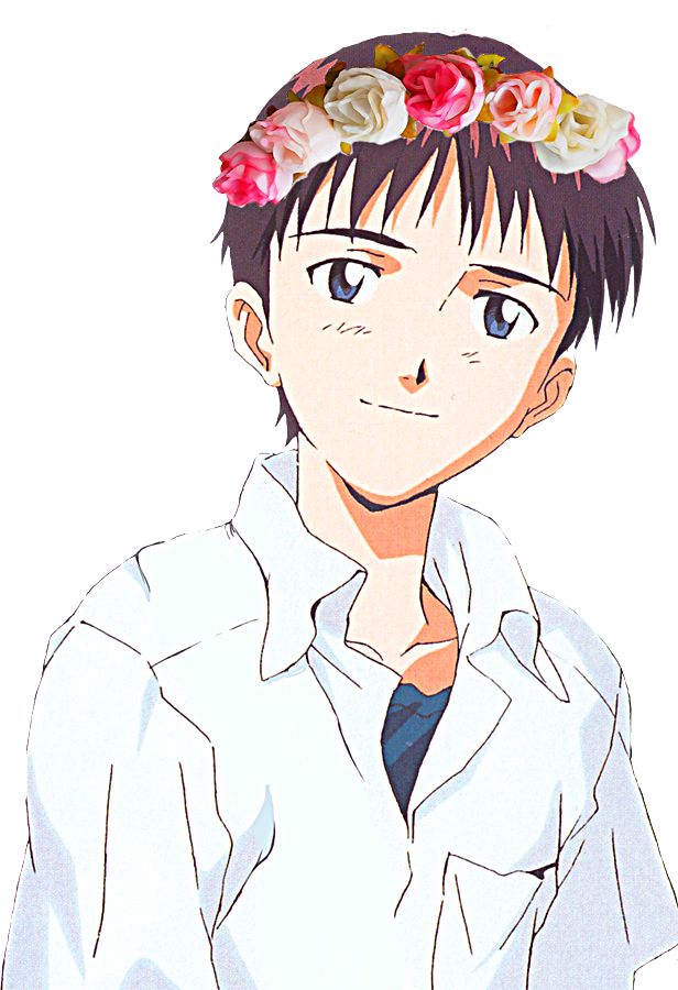 “ Transparent Shinji With Flower Crown For Your Blog - Evangelion Flower Crown (616x900), Png Download