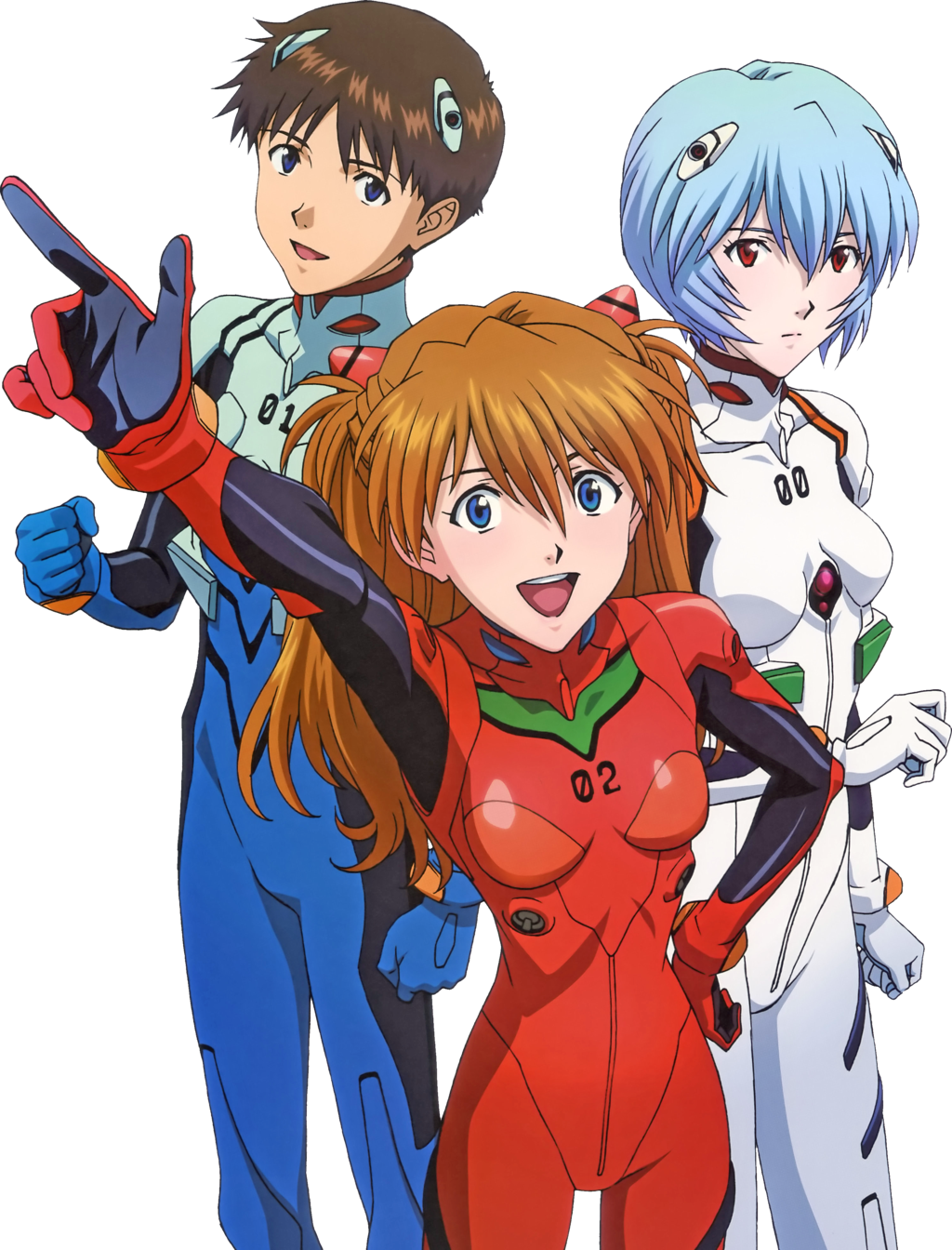 Neon Genesis Evangelion Rei And Shinji - Evangelion Rei Shinji Asuka (1024x1344), Png Download