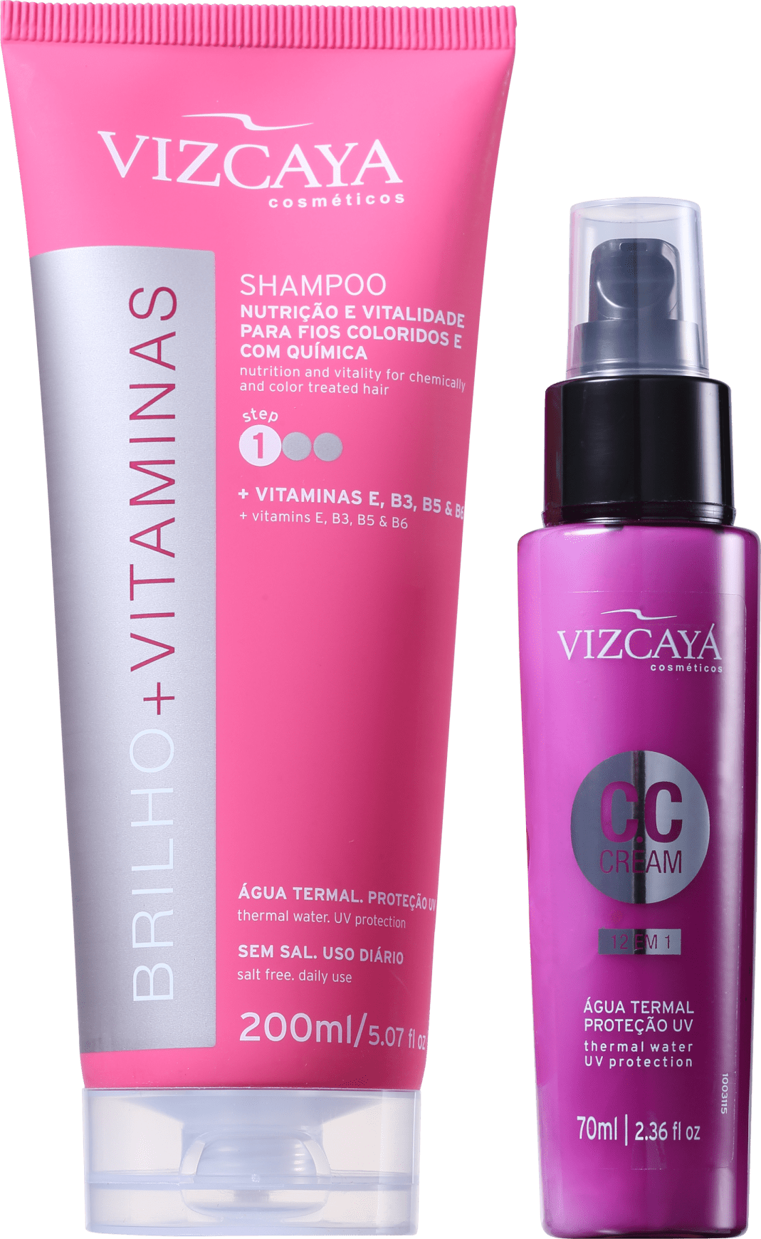 Kit Vizcaya Brilho E Vitaminas Cc Cream - Produtos Para Cabelos Crespos (1069x1740), Png Download
