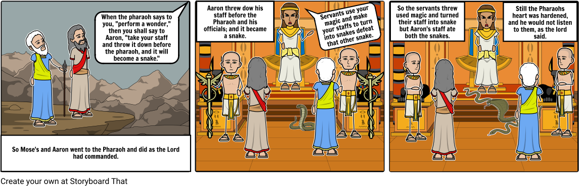 Aaron Throw Staff And Turns Into Snake - Storyboard (1164x385), Png Download