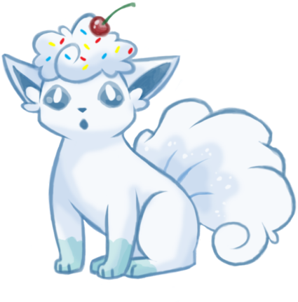 An Alolan Vulpix With Sprinkles And A Cherry Atop Its - Alola (500x459), Png Download