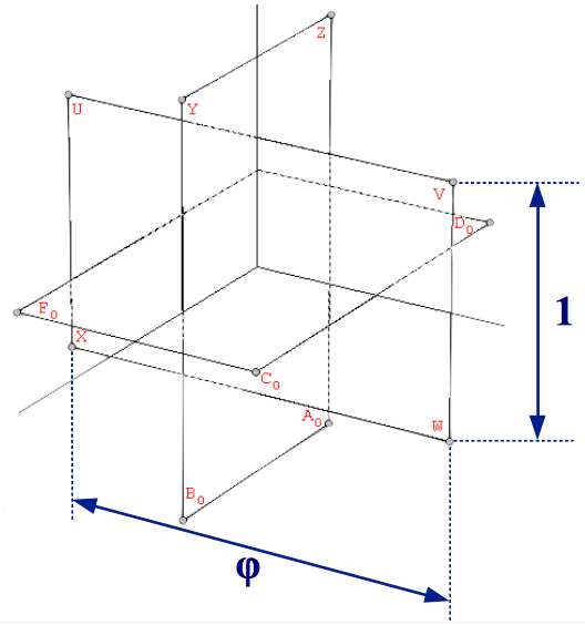 Icosahedron Construction Through Golden Rectangles - 3d Golden Ratio (528x564), Png Download