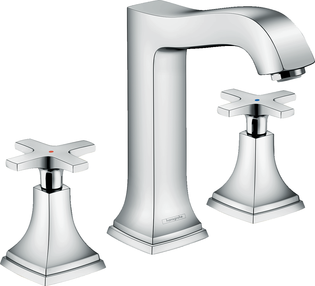 3 Hole Basin Mixer 160 With Cross Handles And Pop Up - Hansgrohe Metropol Classic 3-hole Basin Mixer 160 With (1255x1138), Png Download