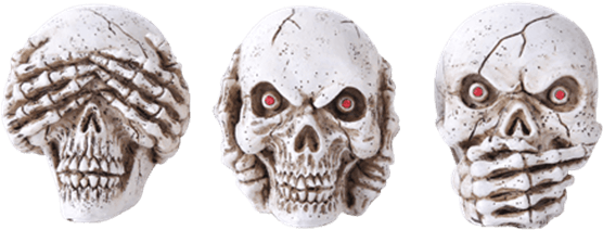No Evil Skulls 3 Piece Set - No Evil Skulls - Statues (555x555), Png Download