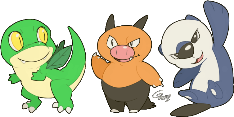 Snivy, Tepig & Oshawott Ii - Kind Pokemon (800x400), Png Download
