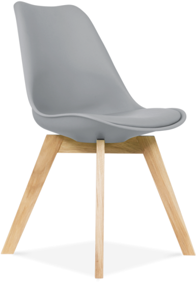 Silla Torre De Diseño Nórdico, Cojín Gris - Plastic Chairs Wooden Legs (600x600), Png Download