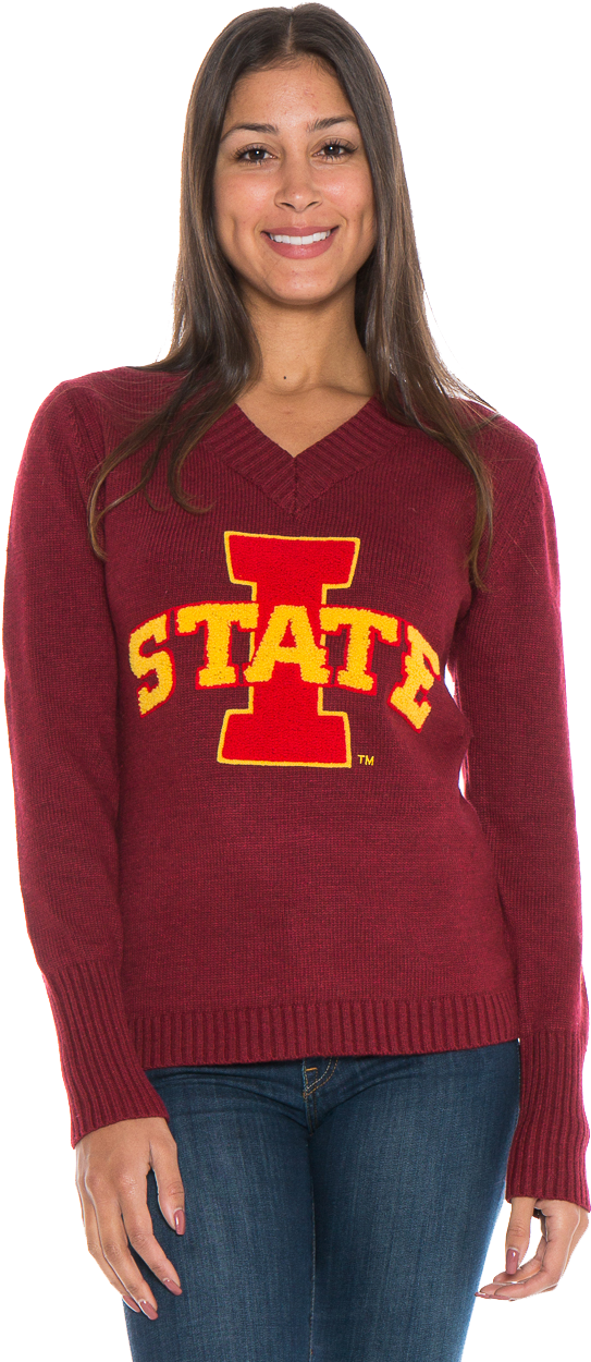 Iowa State Women's V-neck Sweater - Iowa State Cyclones (853x1279), Png Download