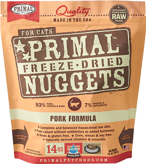 Raw Freeze-dried Feline Pork Formula - Primal Freeze Dried Nuggets For Cats (554x575), Png Download