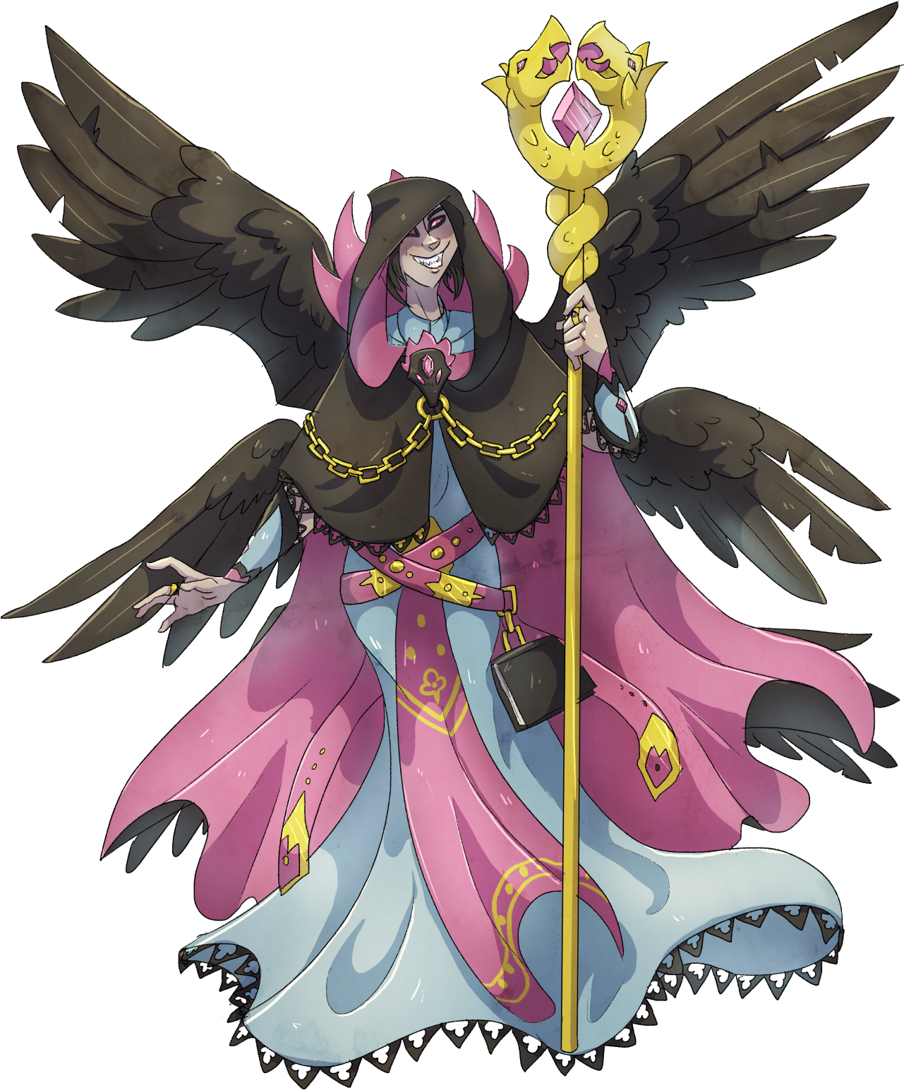 Gives Up On Finals Week And Draws A Hydreigon Gijinka - Magician (1280x1656), Png Download