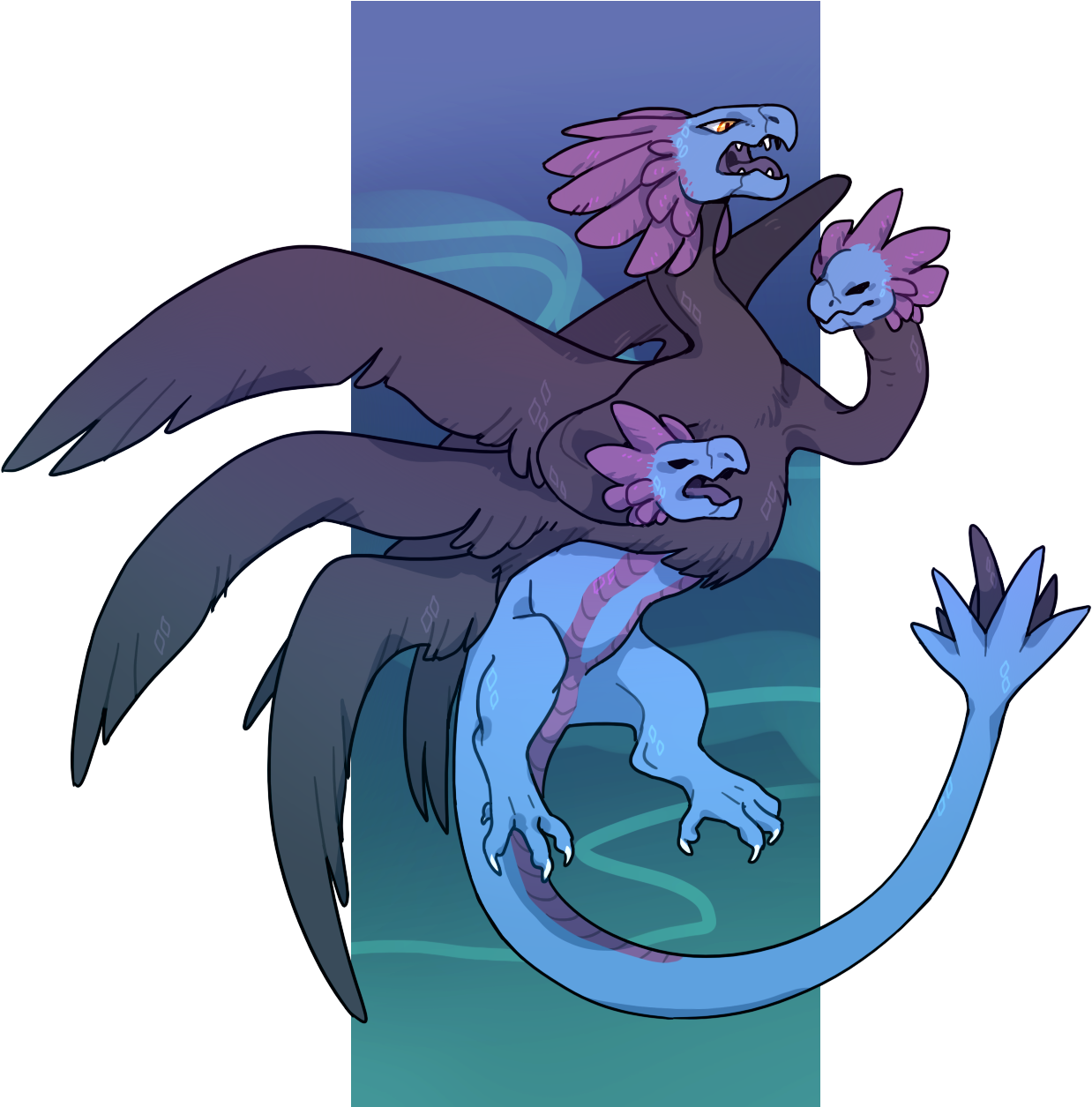 Hydreigon - Cartoon (1397x1336), Png Download