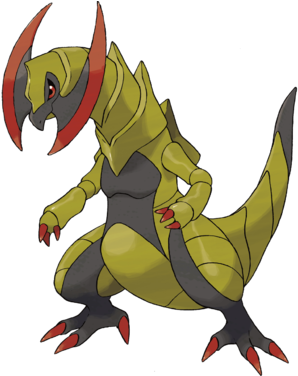 Rex Dragon With A Beak, Armour Plates, And Two Gigantic - Pokemon Haxorus (375x375), Png Download
