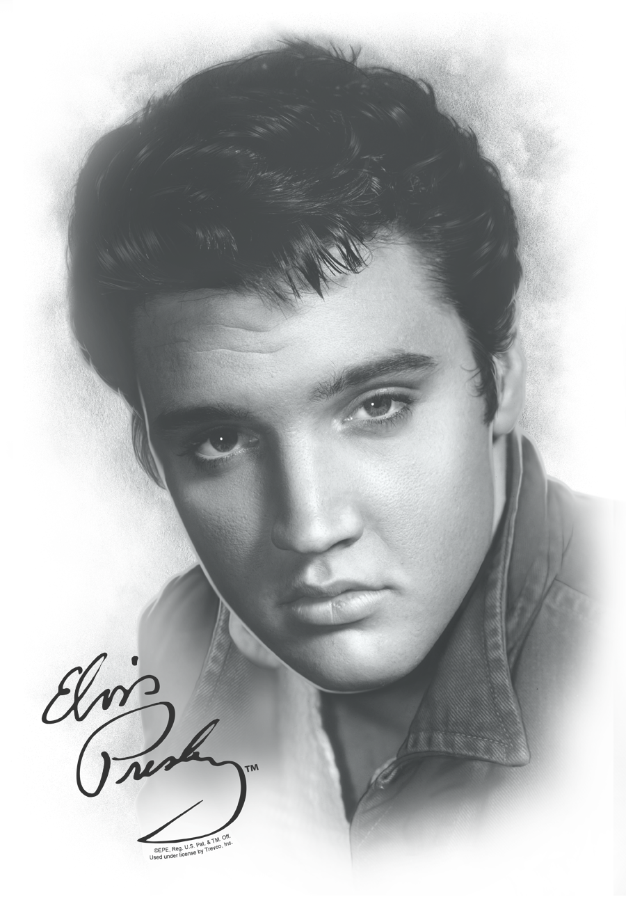 Elvis Presley Grey Portrait Men's Long Sleeve T-shirt - Elvis Presley (900x1289), Png Download