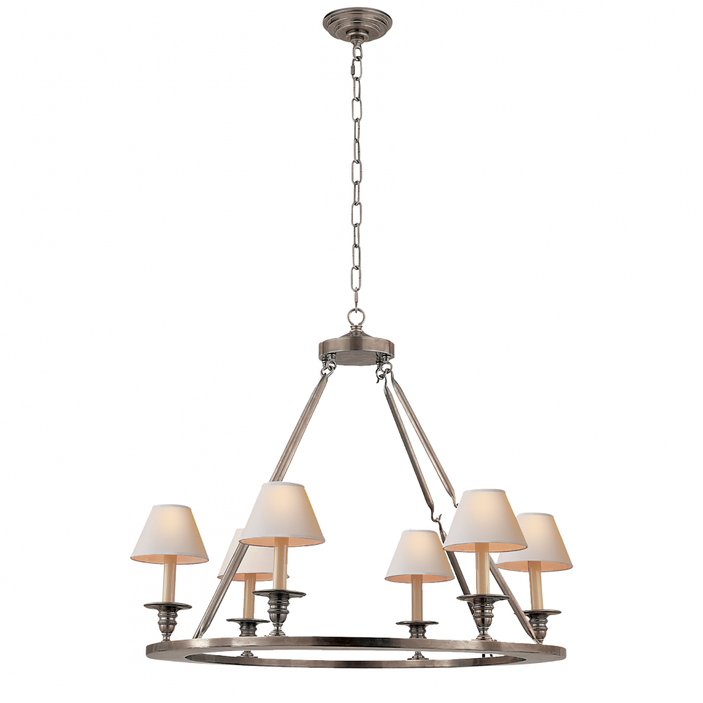 Round Flat Line Chandelier In Antique Nickel - Visual Comfort E.f. Chapman Round Flat Line Chandelier (1000x1000), Png Download