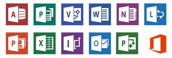 Microsoft Office Logos - Microsoft Office Icons Png (600x212), Png Download