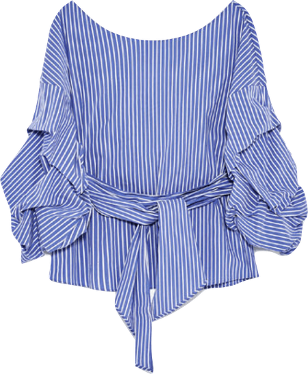 Download Blusa Rayas Azules De Amarrar Zara Striped Wrap Blouse Full Size Png Image Pngkit