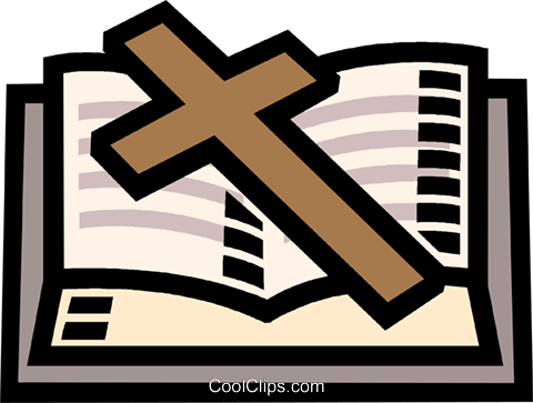 Bible And Cross Royalty Free Vector Clip Art Illustration - Bible (480x363), Png Download