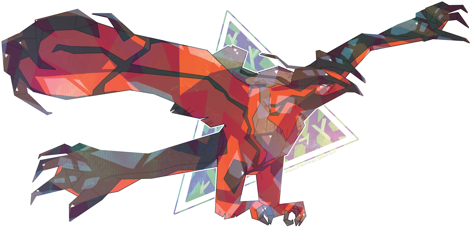 Yveltal - Origami (1962x958), Png Download