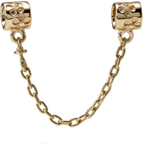 Cadena De Seguridad Oro 14k - Floral Gold Safety Chain - Pandora (600x600), Png Download