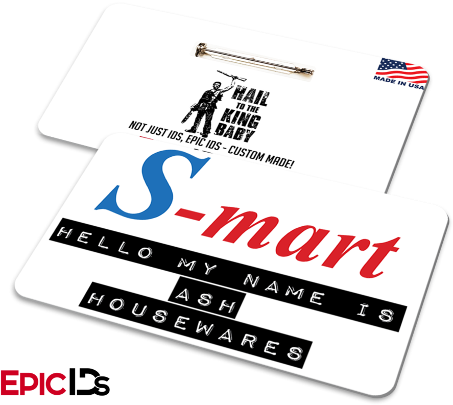 Army Of Darkness Ash Williams S-mart Employee Name - Breakfast Club Inspired Brian Johnson Student Id (1024x853), Png Download