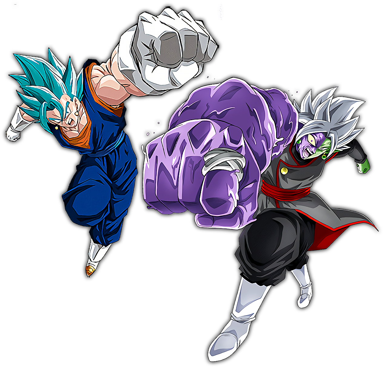 Vegito Blue And Fusion Zamasu Clash - Dokkanart Twitter (1277x1222), Png Download