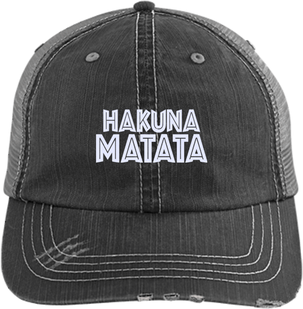 Hakuna Matata 6990 Distressed Unstructured Trucker - Mom Squad - Volleyball - Distressed Unstructured Trucker (1024x1024), Png Download