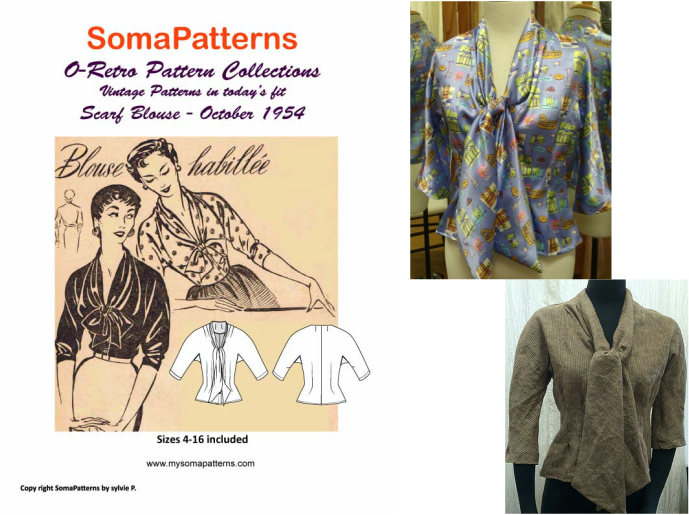 Available As Download And Paper Pattern - Somapatterns Vintage Pattern O-retro Collection: Scarf (689x515), Png Download