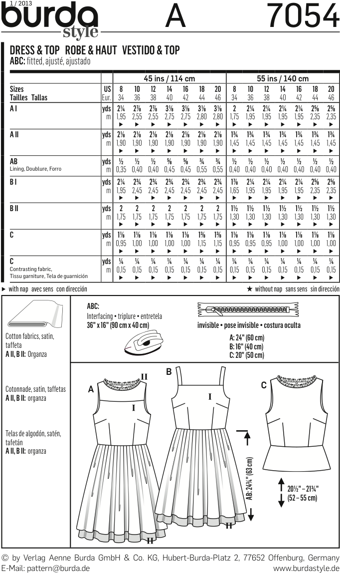 Bd7054 Misses Dress & Top - Burda 7054 (896x1240), Png Download