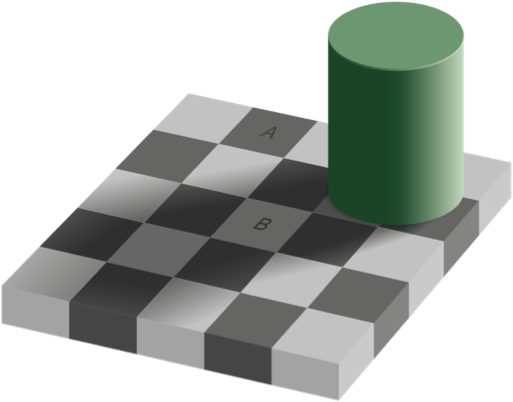 Checker Shadow Illusion - Color Optical Illusions (546x422), Png Download