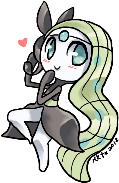 Meloetta Es Propiedad De The Pok Mon Company, Gamefreak - Pokemon Meloetta Kawaii (449x625), Png Download