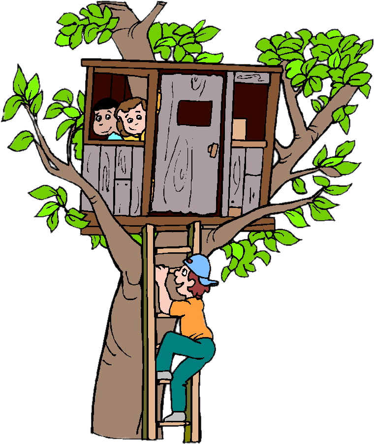 Children In Treehouse - Build A Tree House Cartoon (760x901), Png Download