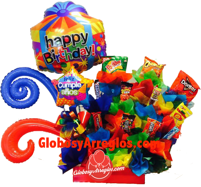 Arreglo De Globos Grande Birthday Regalo Para Hombre - Kaleidoscope Happy Birthday Gift Box Shape Foil Mylar (659x618), Png Download