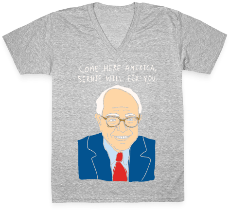 Come Here America, Bernie Will Fix You V-neck Tee Shirt - Pasta Puns (484x484), Png Download