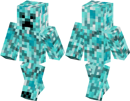 Diamond Creeper Skin Minecraft (528x418), Png Download