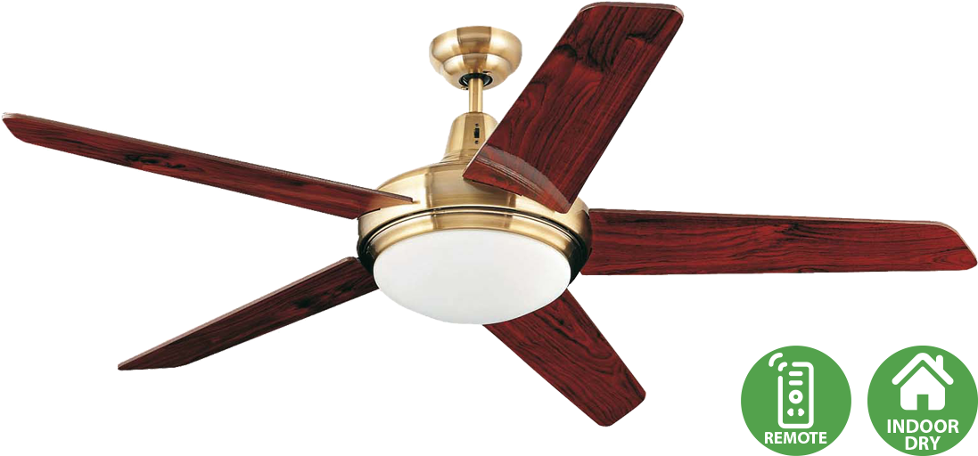 Ovni - Faro Ceiling Fan Ovni Aged Gold 132 Cm / 52 With Light (1170x585), Png Download