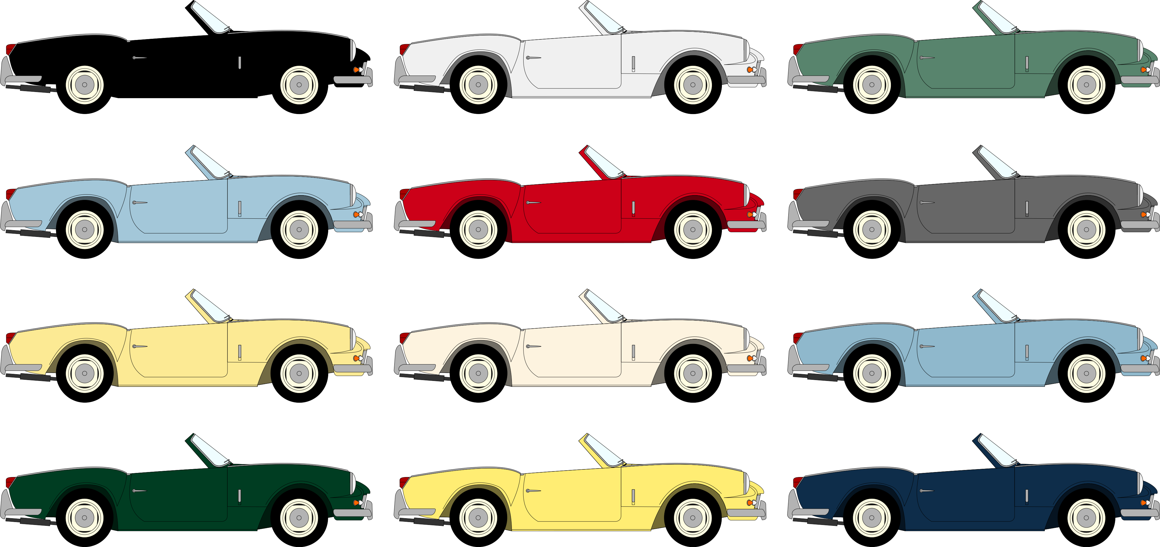 Triumph Spitfire 4 Colors - Triumph Spitfire Colour Chart (3948x1861), Png Download