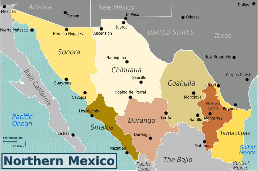 100px Northern Mexico Wv Map Png Random - Northern Mexico Political Map (1024x678), Png Download
