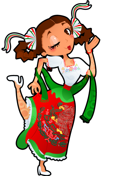 Mexican * Espana America, Poblano, Creative, Character, - China Poblana En Caricatura (480x718), Png Download