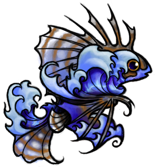 Hawaiian Lionfish And Waves Tattoo Design - Hawaii (600x586), Png Download