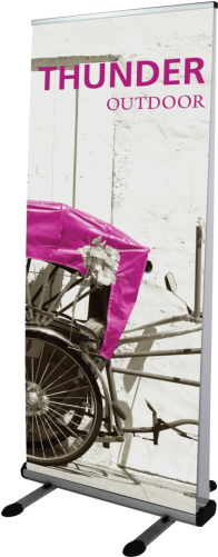 Outdoor Retractable Banner Stand - Custom Thunder Double-sided Outdoor Banner Scrim Vinyl (500x500), Png Download